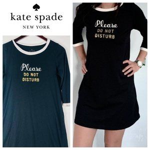 Kate Spade Womens Small  Nightgown Nightshirt PJs Pajamas Do Not Disturb Black
